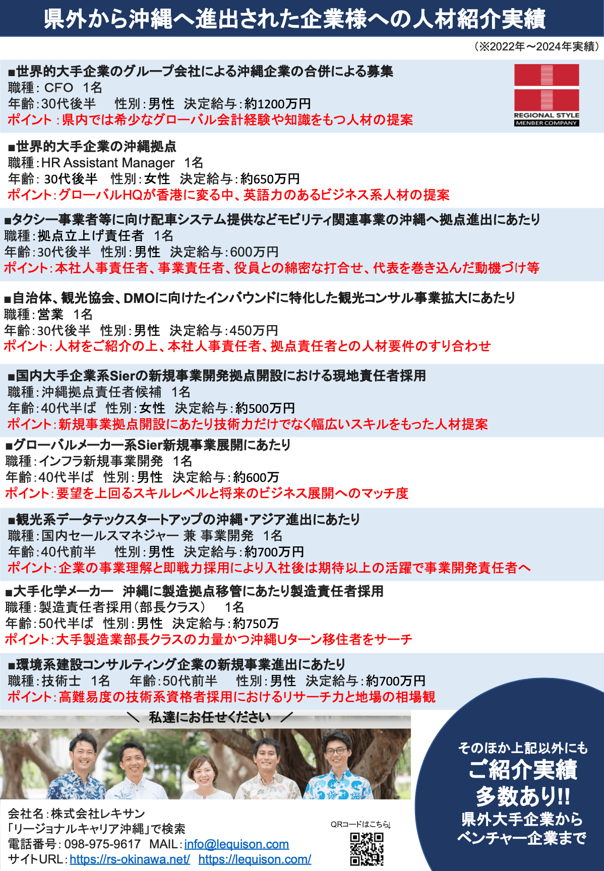 沖縄進出企業の紹介実績